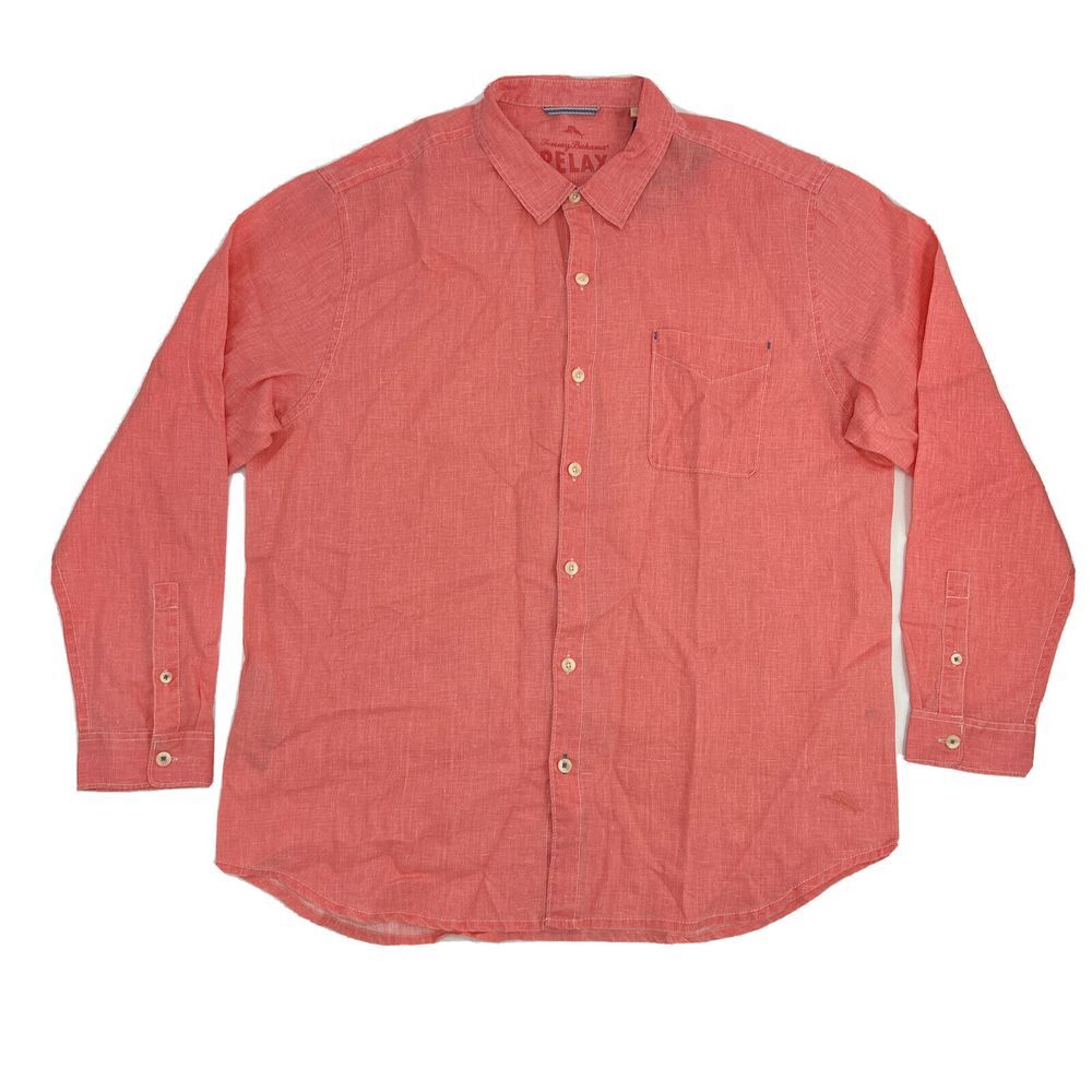 Tommy Bahama Sea Glass Breezer Shirt Men's XXL Long Sleeve Button Up Linen NEW